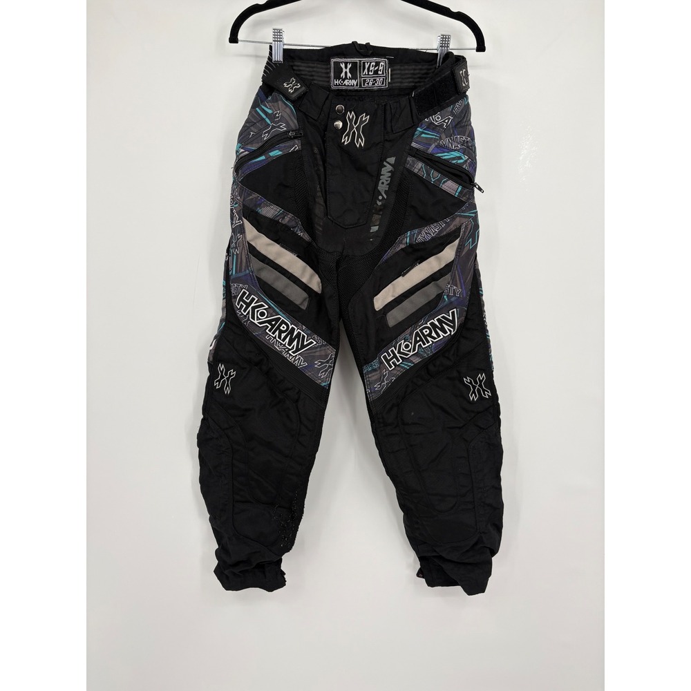 HK Army Dynasty Paintball Pants Black Teal Purple Padded Joggers XS-S 26-30